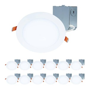 lot 12 image: HALO HLBE 6 in. Ultra-Slim Downlight 3000K Fixed CCT New ConstructionRemodel Integrated LED Recessed Light Kit 12PK