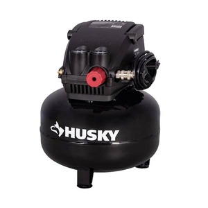 lot 22 image: Husky 3 Gal. 120 PSI Portable Electric Oil-Free Light Duty Pancake Air Compressor with Fold Down Handle and 1-Quick Coupler