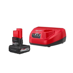 lot 65 image: Milwaukee M12 12-Volt Lithium-Ion XC High Output 5.0 Ah Battery Pack with Charger Starter Kit