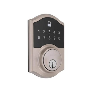lot 168 image: Defiant Castle Satin Nickel Compact Touch Electronic Single Cylinder Deadbolt