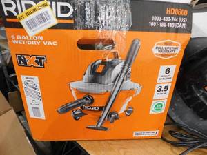 lot 31 image: RIDGID 6 Gal. 3.5 Peak HP NXT Shop Vacuum Wet Dry Vac with General Debris Filter, Locking Hose and Attachments