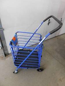 lot 53 image: Milwaukee Steel Shopping Cart in Blue with Accessory Basket
