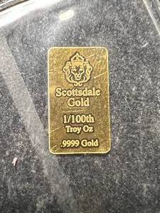 1/100TH TROY OZ .9999 FINE GOLD SCOTTSDALE BAR