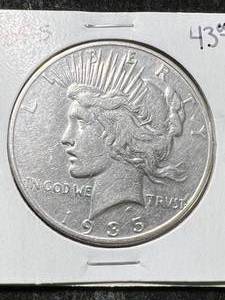 lot 13 image: 1935-S US PEACE SILVER DOLLAR