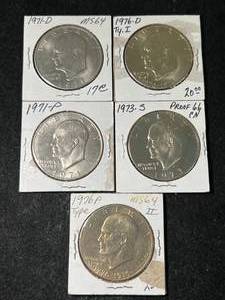 lot 23 image: GROUP OF 5 US EISENHOWER DOLLARS