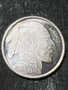lot 24 image: 1 TROY OZ .999 FINE SILVER BUFFALO INDIAN ROUND