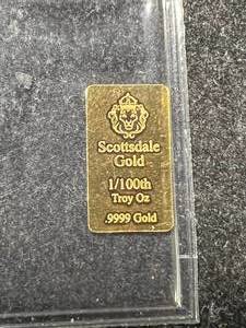 lot 42 image: 1100TH TROY OZ .9999 FINE GOLD SCOTTSDALE BAR