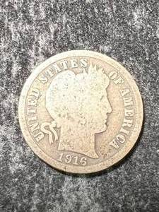 lot 59 image: 1916 US BARBER DIME