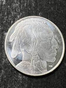lot 63 image: 1 TROY OZ .999 FINE SILVER BUFFALO INDIAN ROUND