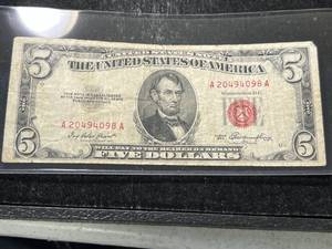 lot 71 image: 1953 US RED SEAL $5 BILL