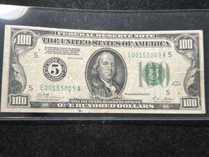 lot 74 image: 1928 US GREEN SEAL �REDEEMABLE IN GOLD� $100 BILL