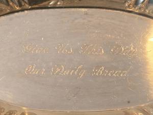 443-grams Engraved - Give This Day Our Daily Bread Sterling Silver Bread Tray - Francis I by Reed & Barton (design by Ernest Meyers 1907) #X568 11 3/4" x 7 1/2"