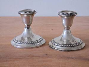 lot 1096 image: Lot of (2) 627-grams (total) Sterling Silver Weighted Candlestick Holders by Gorham 3 12 x 3 34