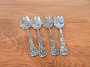 lot 1113 image: Lot of (4) 5 14 115-grams (total) Sterling Silver Ice Cream Forks - Francis I by Reed & Barton