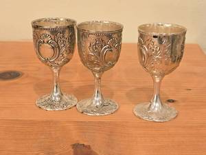 lot 1172 image: Lot of (3) 368-grams (total) Silverplated Goblets 3 14 x 1 34