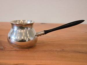 lot 1908 image: 266-grams Silver Soldered Electro-plated Nickel  Brandy Warmer by EBM&S