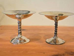 lot 1933 image: Lot of (2) Vintage 740-grams (total) Silverplated Compote Dishes by Roma SL (Spain) 5 12 x 6