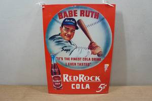 lot 152 image: Raised Metal Sign - Babe RuthRed Rock Cola