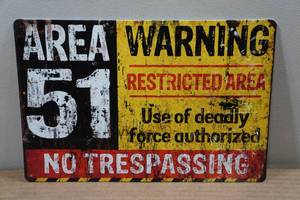lot 172 image: Novelty Metal Sign - Area 51