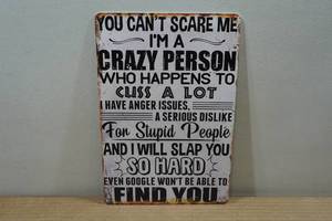 lot 176 image: Novelty Metal Sign - You Cant Scare Me