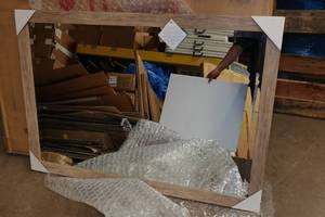 lot 66 image: Kate & Laurel Framed Mirror - 39x27, Rustic Barn