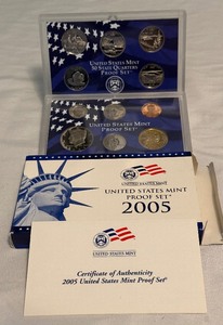 lot 52 image: 2005 Proof Set  - original package with COA