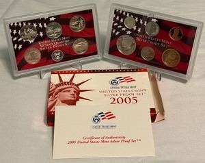 lot 77 image: 2005 Silver Proof Set  - original package with COA