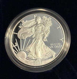 lot 11 image: 2002 W-American Eagle One Ounce Proof Silver Bullion Coin Dollar - original package with COA
