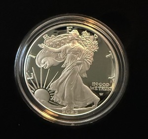 lot 17 image: 2023 W-American Eagle One Ounce Proof Silver Bullion Coin Dollar - original package with COA