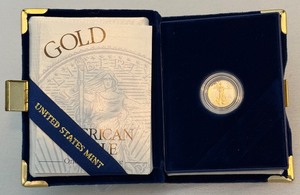 1996 W-OneTenth Ounce Proof Five Dollar Gold Bullion Coin  - original package with COA