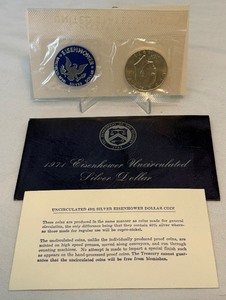 lot 94 image: 1971 S-Eisenhower Uncirculated Silver Dollar  - original package with COA