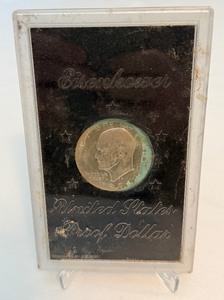 lot 97 image: 1974 S-Eisenhower Proof Silver Dollar  - coin in case only, no other packaging