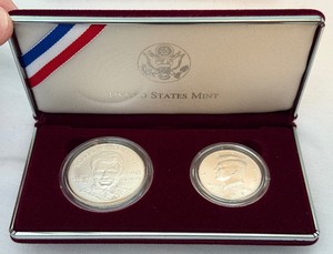 1998 S-Robert F Kennedy Uncirculated Silver Dollar and JFK Matte Finish Half Dollar Large Set - original package with COA