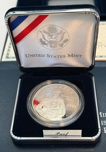lot 103 image: 2004 P-Thomas Alva Edison Commemorative Proof Silver Dollar  - original package with COA