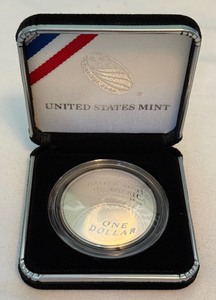 lot 23 image: 2014 National Baseball Hall of Fame Proof Silver Dollar  - original package with COA