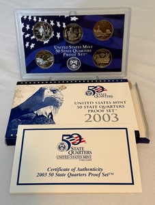 lot 33A image: 2003 State Quarters Proof Set - original package with COA