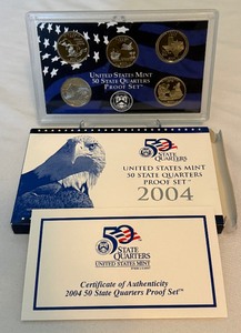 lot 34A image: 2004 State Quarters Proof Set - original package with COA