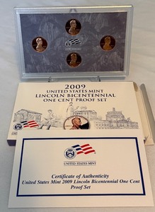 lot 36A image: 2009 S-Lincoln Bicentennial One Cent Proof Set - original package with COA