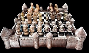 lot 28H image: LL - Vintage Chess Set - 28 in Square Board