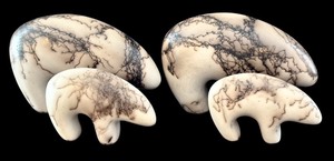 lot 130H image: LL - Navajo Bear Fetishes - Vintage Horsehair Pottery, Lot of 4