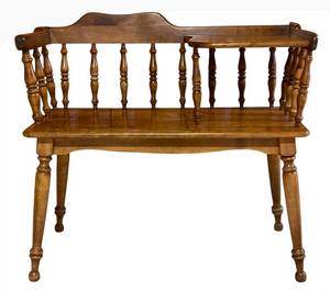lot 42H image: Vintage Ethan Allen Maple Gossip Bench - Telephone Table