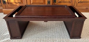 lot 56H image: Bombay Company Mahogany Breakfast Table with Lift-Top Tray