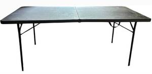 lot 122H image: Folding Black Table - 28 in H x 48 in L x 24 in W