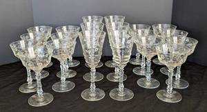 lot 25 image: K - Vintage Etched Floral Glass Stemware