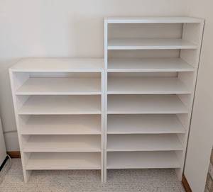 lot 79 image: LLR - White Stackable Shelving Units - 24 x 12 (Pair)