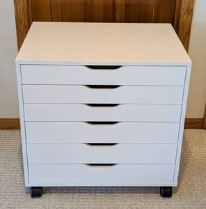 lot 101 image: LLR - IKEA White Rolling Storage Drawer Unit