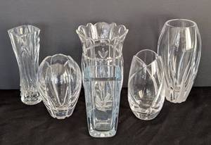 lot 101A image: ML - Crystal Vases - Assorted Clear Cut Glass (Lot of 5)