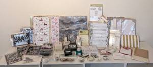 lot 107 image: LS - Stampin Up Christmas Craft Supplies Assortment - Paper, Stamps & Embellishments