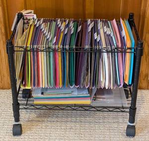 lot 108 image: LB - Stampin Up Cardstock Assortment on Rolling File Cart