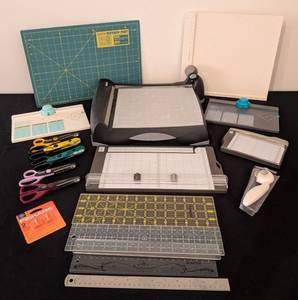 lot 118 image: LS - OLFA Rotary Cutting Mat  Fiskars Scissors & Paper Trimmer Scrapbooking Tools Lot
